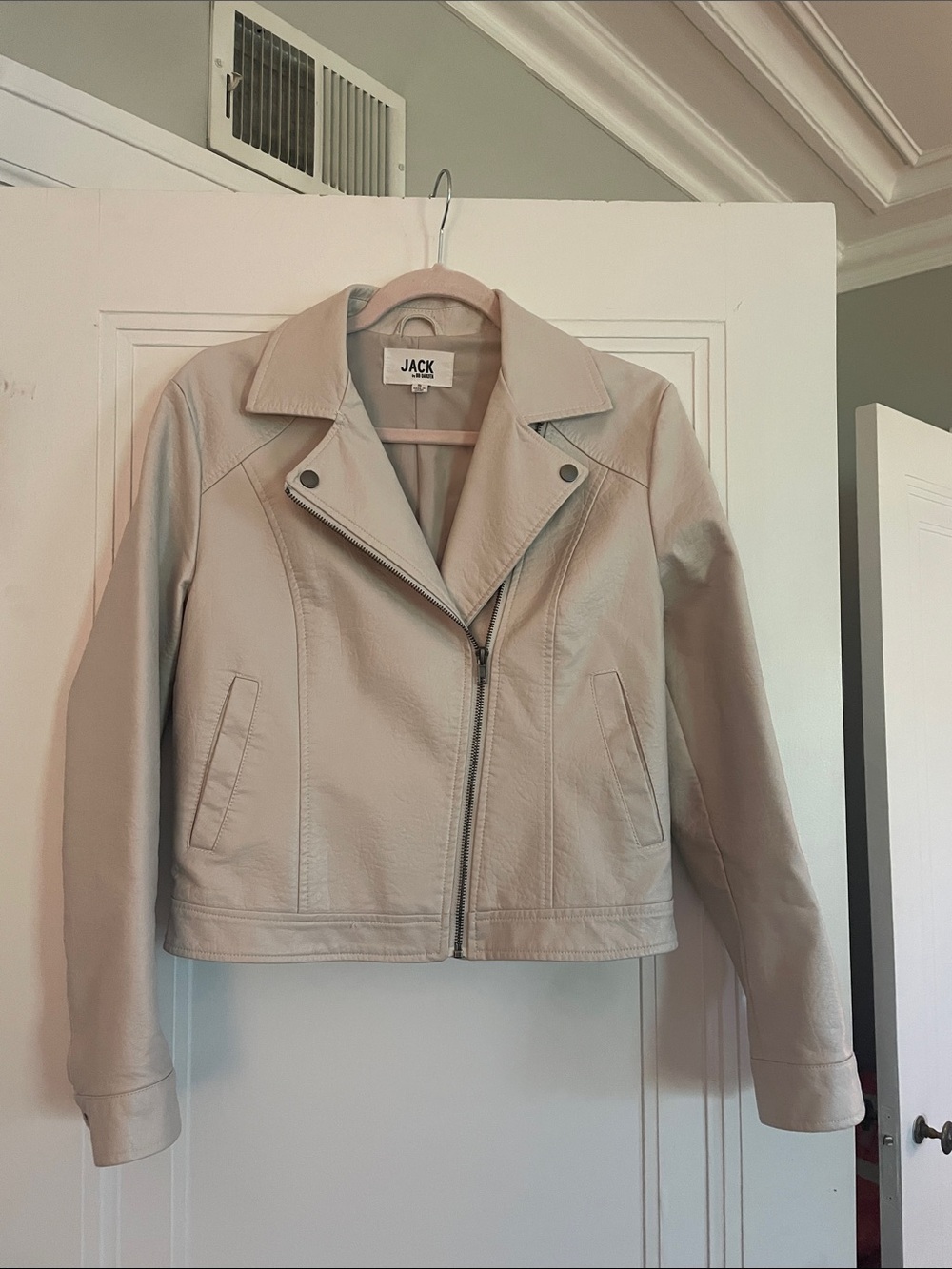 Jack by BB Dakota Light Cream Faux Leather Moto Jacket